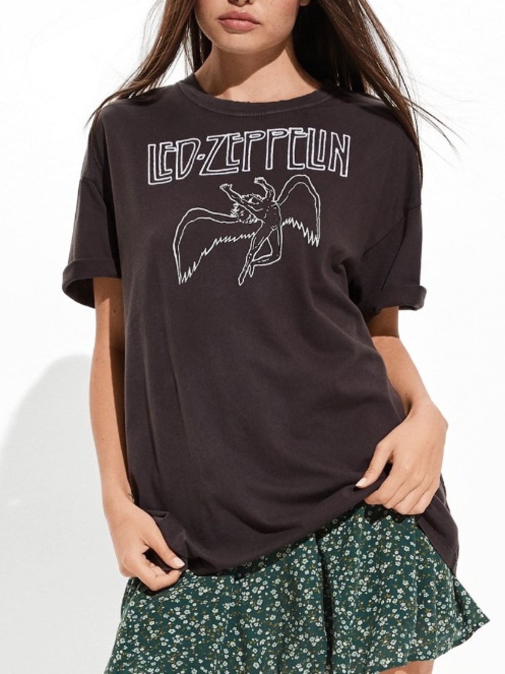 American Eagle Outfitters Oversized Embroidered Led Zeppelin Graphic T-Shirt
